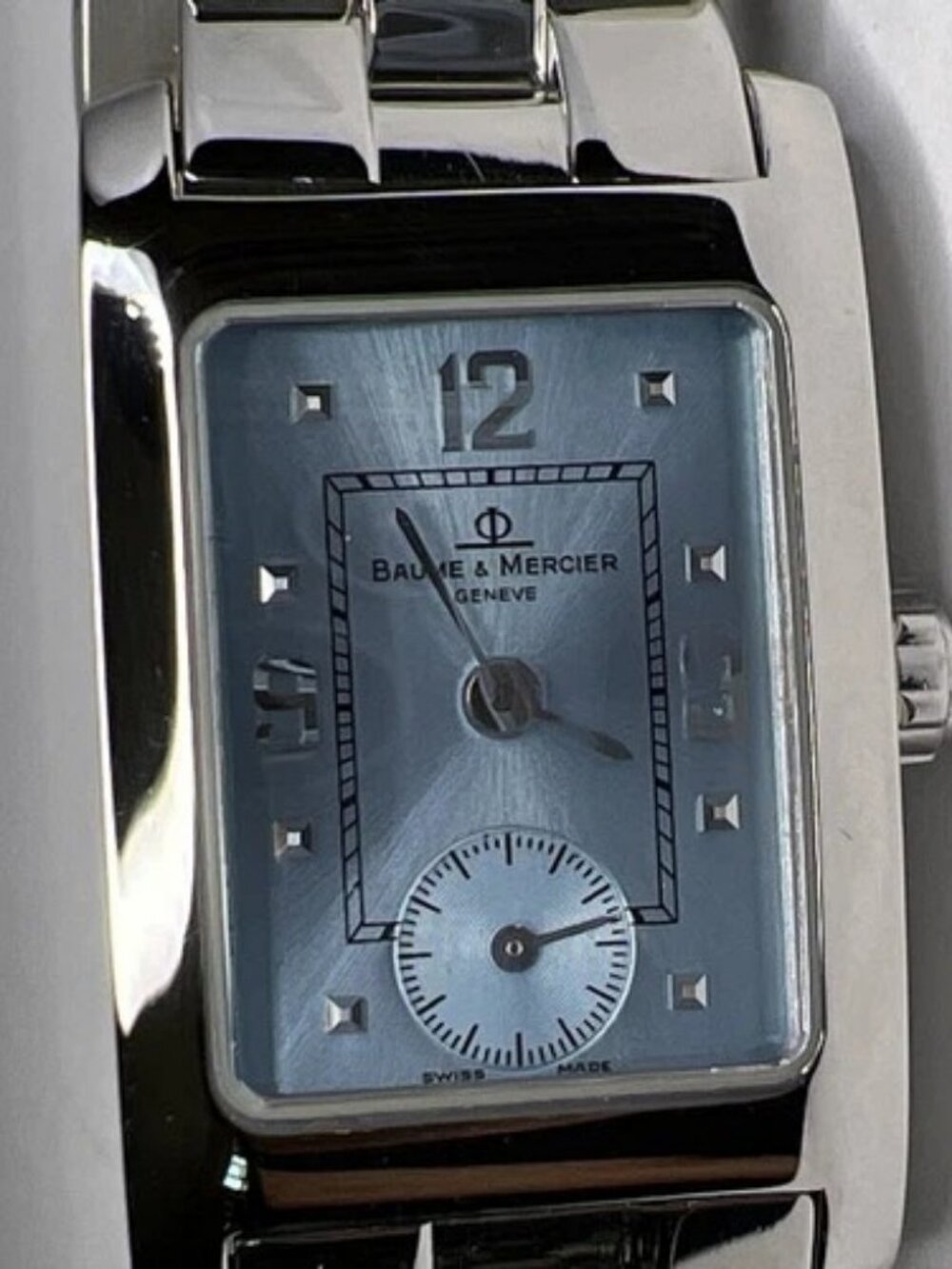 Baume & Mercier Hampton MV045139 Ladies Quartz Watch 20mm Steel Watch Blue Dial